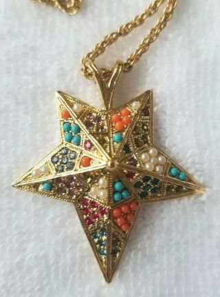 Vintage Necklace Star With Chain Marked D.  Orlan
