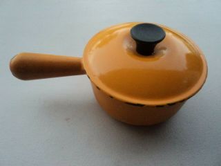 Vintage Le Creuset 14 Sauce Pan & Lid Flame Orange Enamel Cast Iron Made France