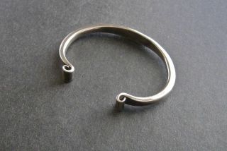 Vintage Solid Taxco Mexico Sterling Silver Modernist Curled Cuff Bracelet