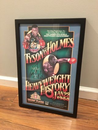 Iron Mike Tyson & Larry Holmes Hand Signed Framed 18x12 Poster With