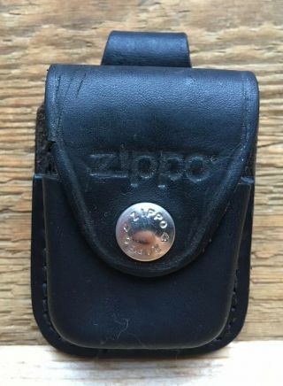 Vintage Black Leather Zippo Lighter Holder/case/made In The Usa/belt Mountable