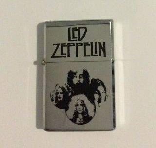 Led Zeppelin Four Faces Silver Refillable Metal Lighter Official Merch Rare