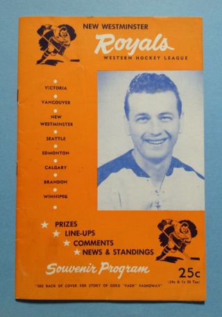 1956 - 57 Whl Westminster Royals Vs.  Winnipeg Warriors Program