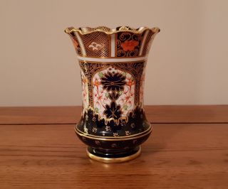 Very Rare Antique Royal Crown Derby - Old Imari 1128 Pattern - " Vase " - C.  1913.