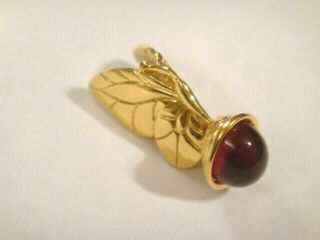 Vintage Crown Trifari Ruby Glass Jelly Belly Butterfly Pendant Fob