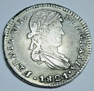 Mexico 1821 Rg Zacatecas Silver 1 Reales Antique Old War Of Independence Coin