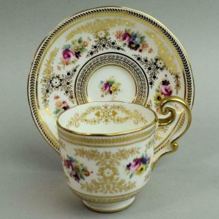 Antique Cauldon Porcelain Cabinet Cup & Saucer C.  1900