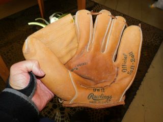Vintage Rawlings Dw12 Deep Well Pocket Soft Ball Baseball Glove Mitt Usa
