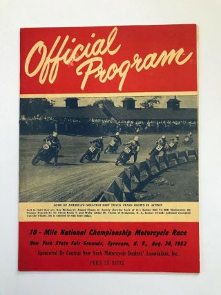 Vintage 1952 York State Fair Grounds Motorcycle Races Program