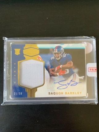 2018 Panini Plates & Patches Saquon Barkley Rpa /99 Rc Rookie Auto Patch Giants