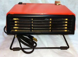 Vintage Portable Sears Red/black Desktop Space Heater W/fan Retro Atomic 1982
