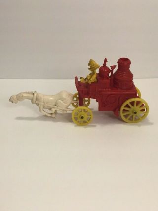 Vintage Donald Duck Fire Truck Carriage Horse Made In Usa Plastic Auburn Disney