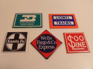 Railroad Magnets Lionel Trains Santa Fe Burlington Soo Refrigerator Vintage Logo