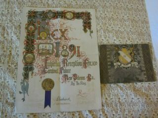 Antique 1891 Mardi Gras Krewe Of Rex Ball Invitation Proclamation & Envelope