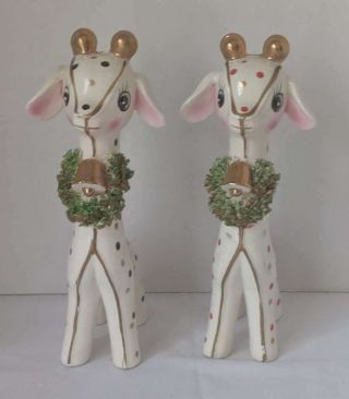 Set Of 2 Vintage Tilso Japan Hand Painted 9 " Giraffe Figurines