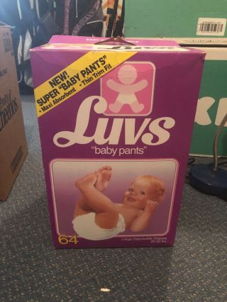 Vintage Luvs Baby Pants Diaper Box Toddler 64 Purple