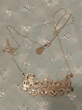 Vintage Jane Basch Designer Name " Sarah” Initial Necklace Sterling Silver 925