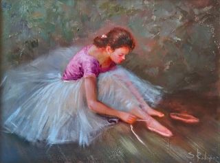 Rodriguez,  The Ballerina,  Girl Woman,  Signed Antique Impressionist Oil Painting