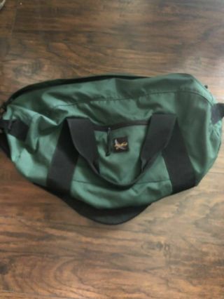 Eddie Bauer Vintage Hunter Green Canvas Duffle Bag W Shoulder Strap Euc