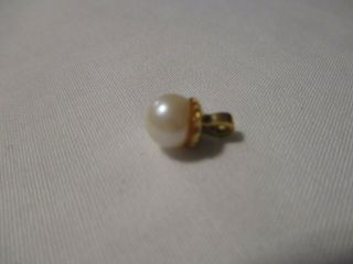 Vintage 14k Yellow Gold 6.  5mm Cultured Pearl Pendant - 1 Gr.