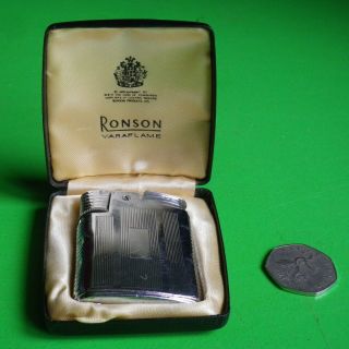 Vintage Ronson Varaflame Cigarette Lighter In Case