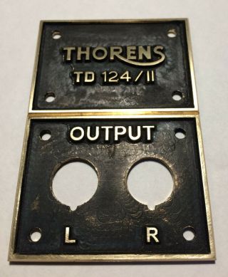 Rare Vintage Style Name Plate Brass Set Of Two Thorens Td 124/ii