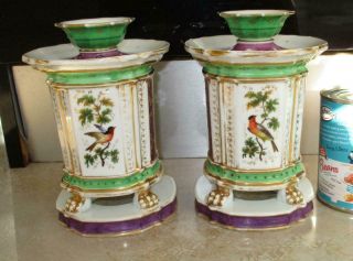 Pair Early 19th Century Old Paris French Porcelain Pot Pourri Vases / Urns