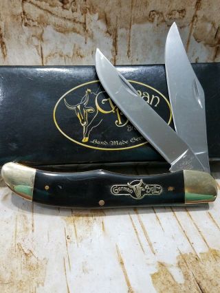 Vintage Germany German Bull Buffalo Horn Folding Hunter Pocket Knife