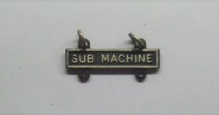 Vintage U.  S.  Army Basic Qualification Badge Sub Machine Gun Bar Sterling