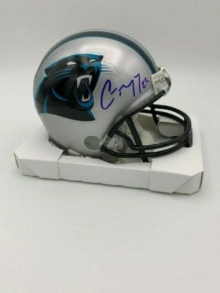 Christian Mccaffrey Signed Nfl Carolina Panthers Mini Helmet Holo Pic