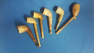 six old Clay tobacco smoking pipes 2