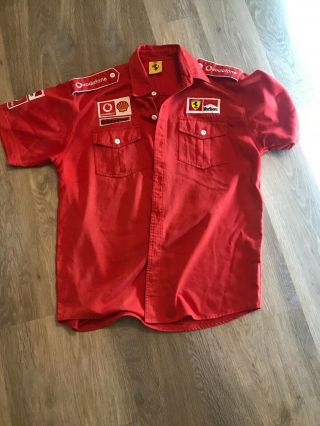 Vtg 1996 Ferrari Pit Crew Shirt Size Xl Red Man Marlboro Shell Short Sleeve