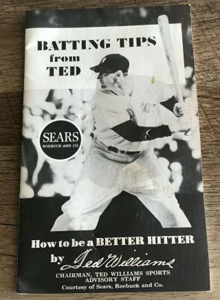 Exc Orig Batting Tips From Ted Williams Sears Baseball Gear Brochure 1964 Vg