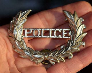 Antique Obsolete Vintage Police Hat Badge Wreath Form