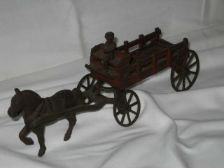 Vintage Cast Iron Horse & Buggy With Driver.  Arcade.  Good