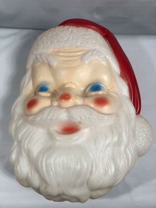 Vtg Santa Claus Face Head Lighted Blow Mold 1968 Empire Hanging 17” Christmas