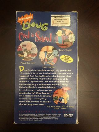 Nickelodeon Doug Cool In School VHS 1994 Sony Wonder Nicktoons Cartoons Vintage 2