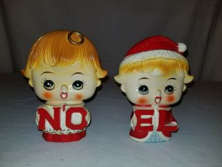 Vintage Lipper & Mann Big Head And Eyes Christmas Choir Noel Salt/pepper