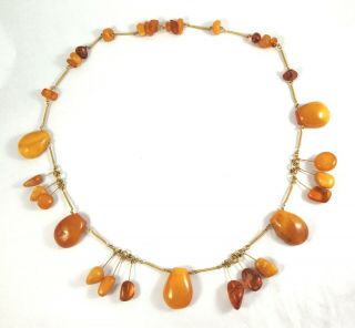 Amber Necklace Large Butterscotch Baltic Yolk Natural Antique Beads Egg Rare 老琥珀