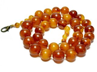 Natural Baltic Amber Necklace Round Bead Yellow Cognac Antique Color كهرمان