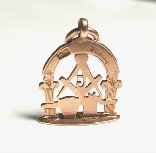 9ct Gold Antique Masonic Royal Arch Square & Compass Fob Charm William Adams 2