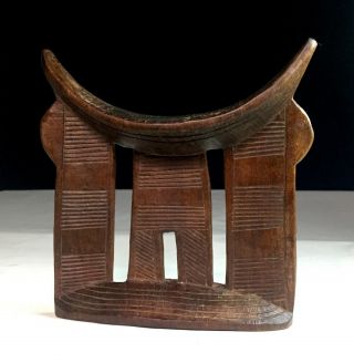 Old Vtg African Tribal Art Kambatta Headrest Carving Wood Ethiopia Africa