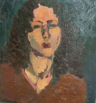Antique Russian Expressionist Portrait Oil Painting Signed A.  Jawlensky