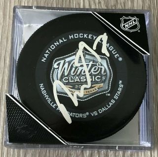 Roope Hintz Dallas Stars Signed 2020 Winter Classic Game Puck B W/exact Proof