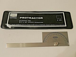 Vintage Sears Craftsman Machinist Tool Stainless Protractor 9 - 4029 W/ Sleeve