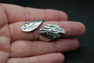 Vintage Mexican Sterling Silver Taxco Wrap Bypass Ring Eagle Bird Adjustable