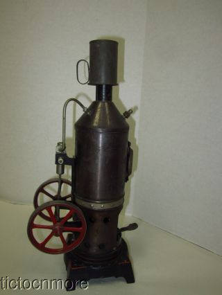 Antique Bing Vertical Live Steam Engine Vulcan Model Toy 1920s 12 "