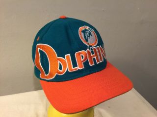 Nwot Vtg Miami Dolphins Snapback Cap Hat All Over Big Logo Eastport Adult Men