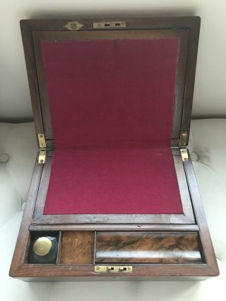 Mid 19th Century Victorian Rectangular Walnut & Brass Writing Slope Box Desk