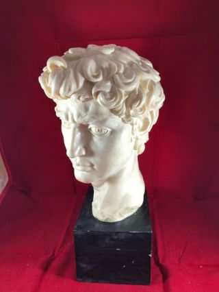 Vintage David Bust Statue Made In Italy Signed A.  Santini Sculpture 13 "